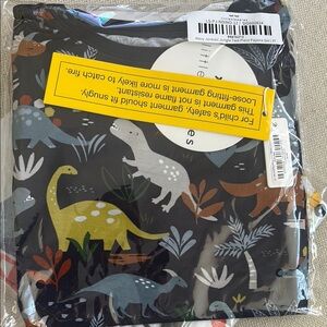 Dinosaur Print Kids Pajama Set - Black and Multicolor